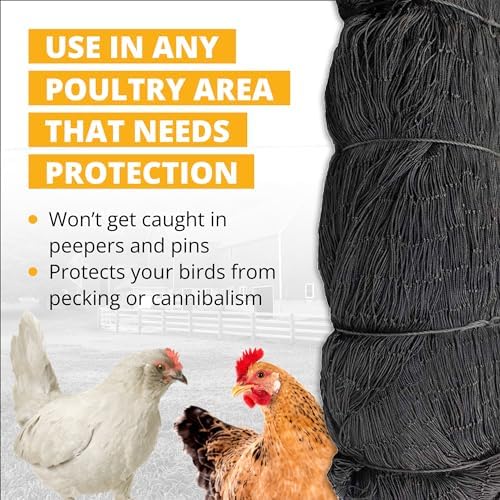 Stromberg’s 2” Mesh Heavy Duty Knotted Aviary Netting, UV Resistant Polyethylene Fiber for Game Birds, Pheasants & Poultry, 85 Lbs Break Strength Durable Against Weather and Predators, Size 25' x 50'