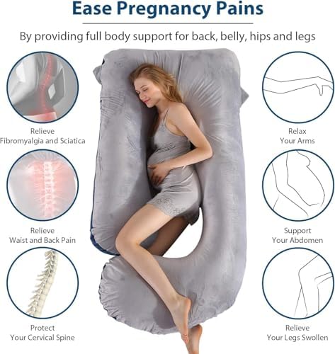 Victostar Pregnancy Pillow,57 inches U Shaped Maternity Pillow with Removable Cover Full Body Pillow Support for Back, HIPS, Legs, Belly (Dark Gray)