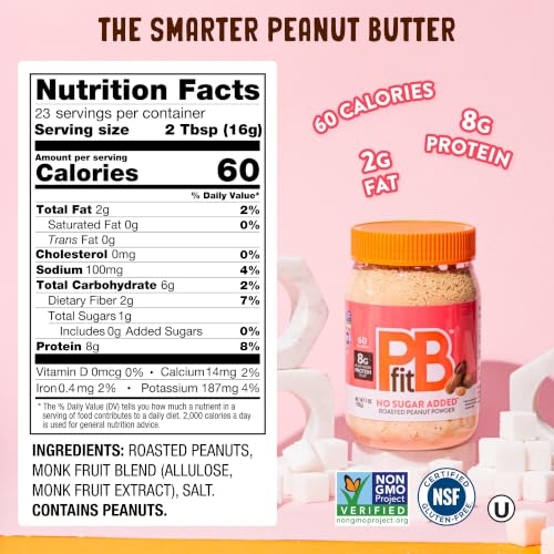 PBfit No Sugar Added Peanut Butter Powder 13 Oz, 8g Protein
