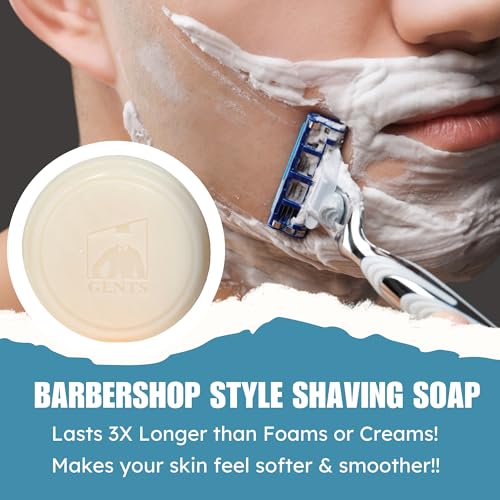 GENTS All Natural Shaving Soap Set for Men, 3 Pack Cedar & Pine, Sandalwood, Bay Rum, Shea Butter Rich Lather, Barbershop Wet Shave Grooming Kit