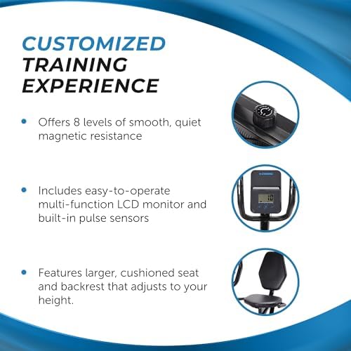 Stamina Recumbent Exercise Bike for Home 346 w/Smart Workout App - Stationary Bike for Adults, Seniors w/Large, Adjustable