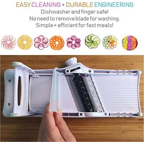 Mandolin Slicer Adjustable Mandoline | Best Hand-Held Cutter for Vegetable Potato Zucchini Food | Professional Steel Blade - Safe Finger Guard