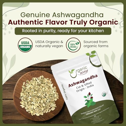 Organic Way Ashwagandha Root Cut & Sifted (Withania somnifera) - Organic & Kosher Certified | Vegan