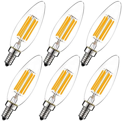 LiteHistory B10 E12 Led Bulb,Light Bulbs 60 watt Soft White,Dimmable,2700K | 6w=60w Led Light Bulbs,600lm,AC120V,360°,ETL,B11,Candelabra Light Bulbs for Chandelier Light Bulbs,Ceiling Fan,Pendant,12Pack