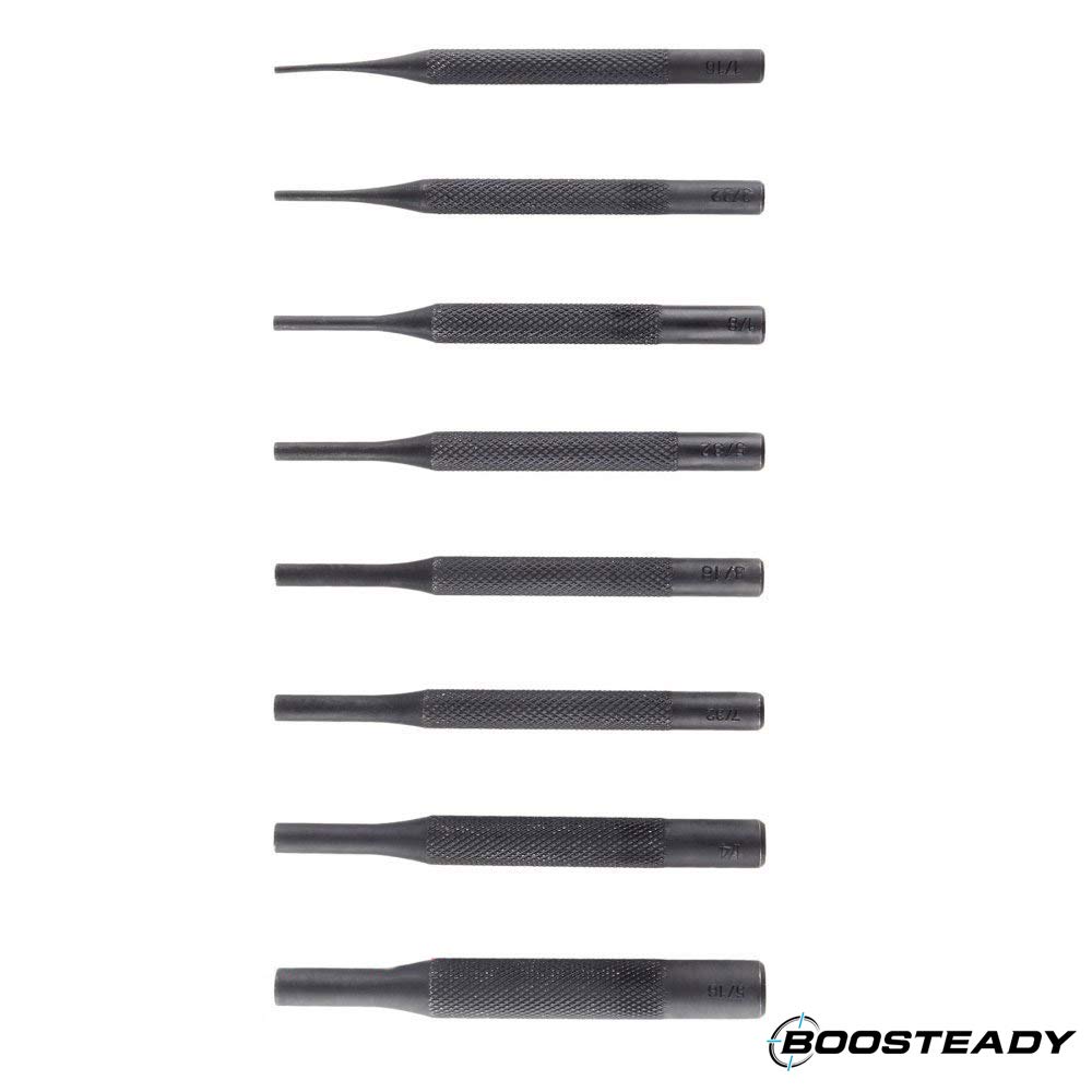 8 Pieces Gunsmith Grip Pin Punch Tool Set in Zippered Organizer Carry Case for Woodwork Machinery Repairs and Crafts by BOOSTEADY