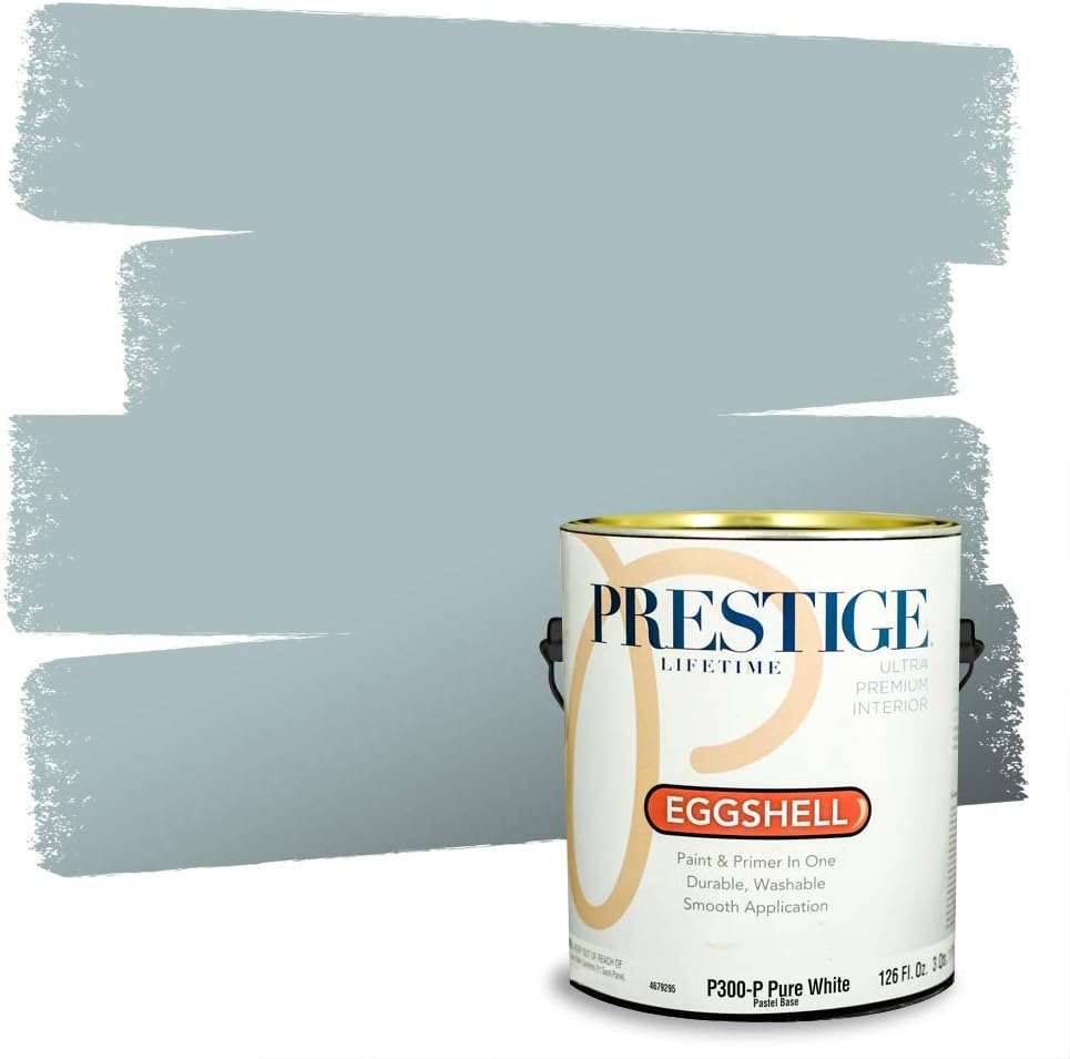 PRESTIGE Paints E100-T-SW6241 Exterior Paint and Primer in One, 1-Gallon, Flat, Comparable Match of Sherwin Williams Aleutian, 1 Gallon, SW18-Aleutian