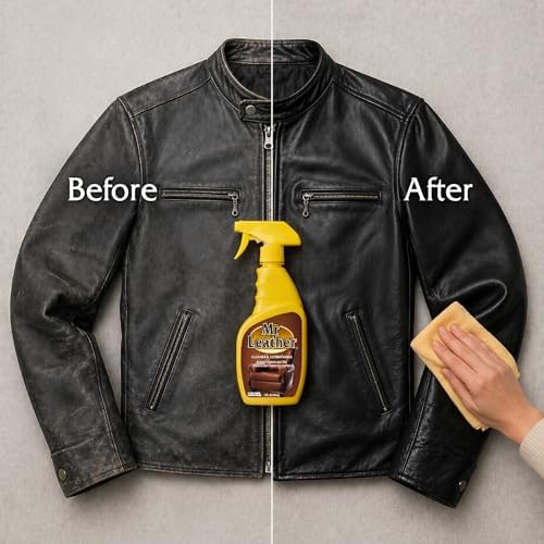 MR. LEATHER Cleaner & Conditioner, Restores & Protects All Leather, 8 oz | Made with Natural Oils, Hydrating & Water-Repelling Cream, Ideal for Leather Furniture, Sofa, Auto Interior, Shoes & Bags