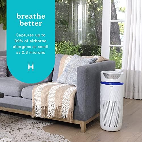 Homedics 5-in-1 UV-C Air Purifier - 360-Degree HEPA Filter for 1, 593 Sq Ft, Extra Large Air Purifiers for Bedroom and Home, Essential Oil Pads
