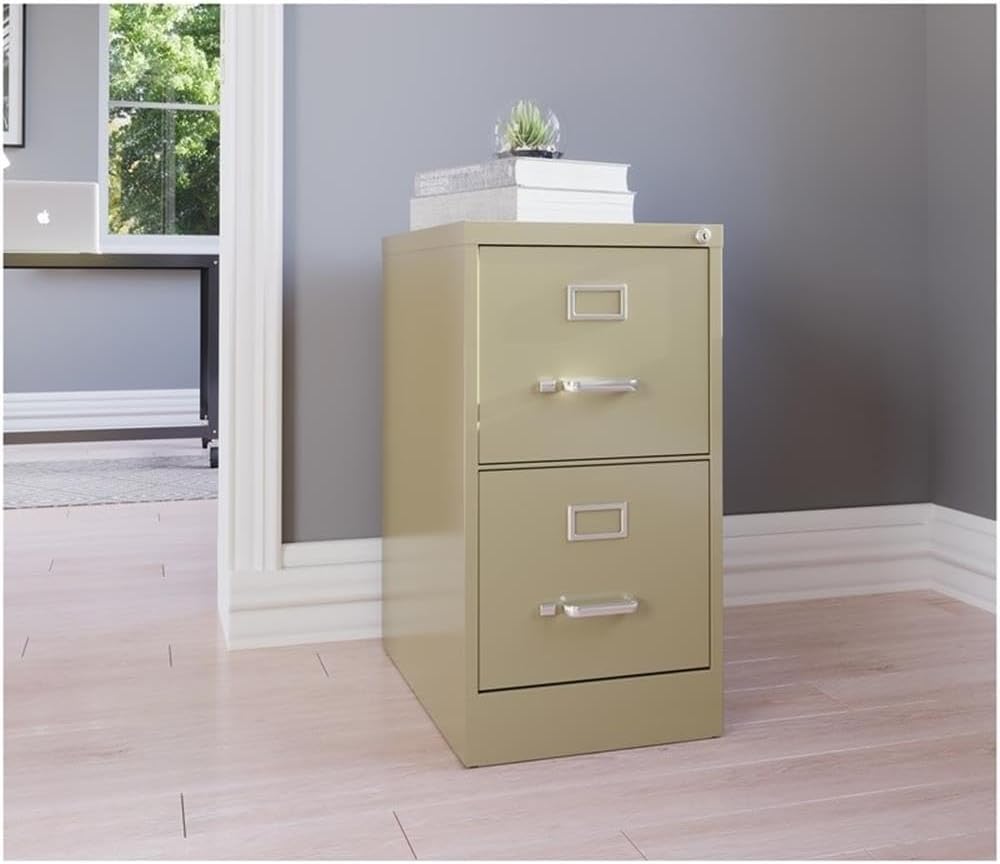 Scranton & Co 22" 4-Drawer Metal Letter Width Vertical Filing Cabinet in Beige, Lockable, Sturdy Steel Construction, Office or Home Use, Durable Letter Size File Storage