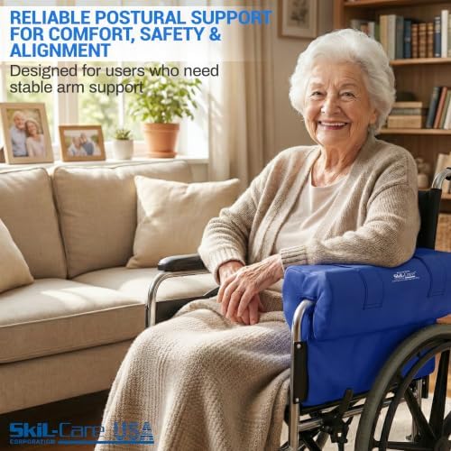 Skil-Care EZ On Foam Arm Trough, Lateral Wheelchair Support, Universal Fit | Wipe-Clean Nylon Cover, Rigid Insert, Left or Right Side, Torso Stabilization, Reduces Lateral Leaning, Facility and Home Use