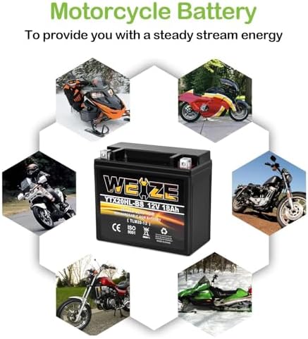 Weize YTX20HL-BS Battery, High Performance - Maintenance Free - Sealed AGM ETX20HL BS Motorcycle Battery