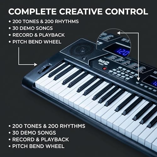 RockJam RJ561 61 Key Keyboard Piano Kit with Stand, Stool & Headphones