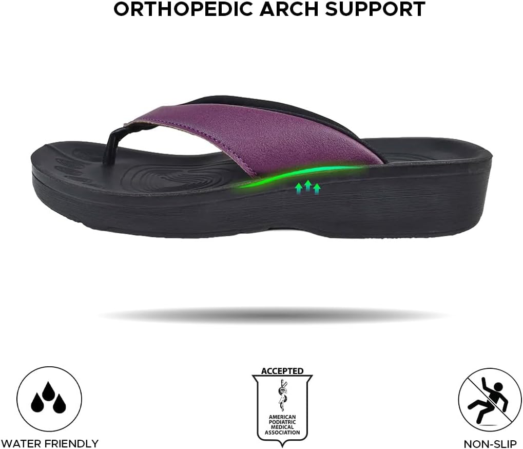AEROTHOTIC Comfortable Arch Support Flip Flops for Women Orthotic Sandals