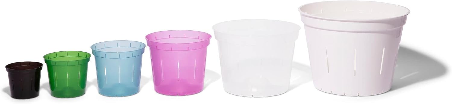 Orchid Pot Growers Assortment (8 Slotted Clear Orchid Pots - 2 Each of 3, 4, 5, 6 Inch) - Premium Orchid Planters, Orchid Pots with Holes for Repotting