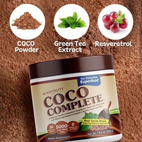 Coco Complete Immune System Boost - Superfood Chocolate Powder, 30 Servings | Energy Support, Sugar Free, Real Cocoa Powder, Green Tea Extract