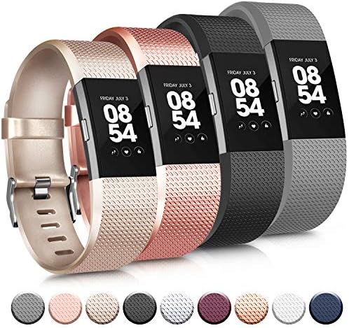 Tobfit Sport Bands Compatible with Fitbit Charge 2, 4 Pack, Replacement Wristbands for Women Men, Small/Large