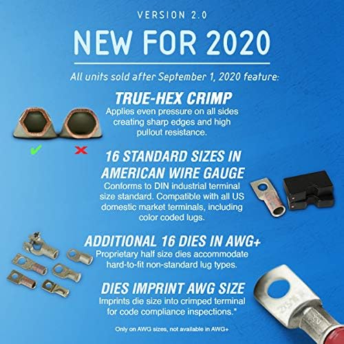 TEMCo Industrial Hydraulic Cable Lug Crimper TH0005 V2.0 (11 US TON) 10 AWG to 600 MCM Electrical Terminal Cable Wire Tool Kit with 32 Die Sets