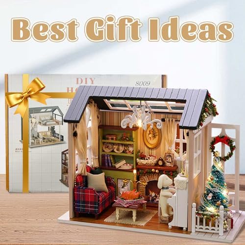 Kisoy Romantic and Cute Dollhouse Miniature DIY House Kit Creative Room Perfect DIY Gift for Friends,Lovers and Families (Sunny Holiday Time)