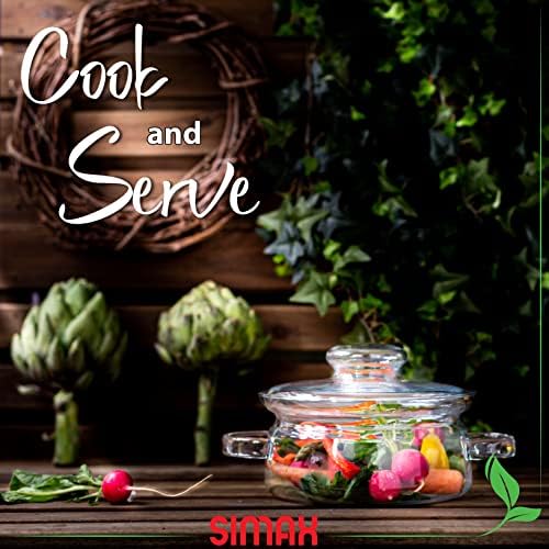 Simax 48 Oz Borosilicate Glass Saucepan With Lid - Microwave, Stove and Dishwasher Safe Potpourri Pot and Serving Dish
