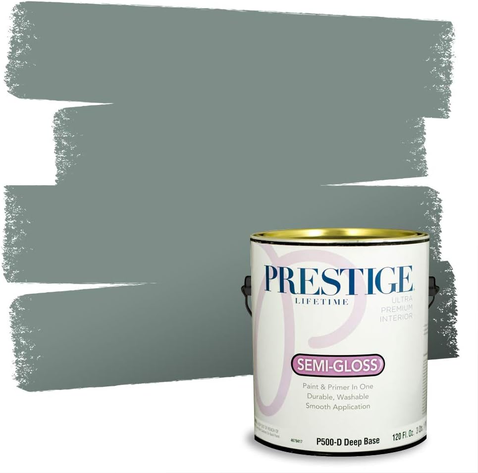 PRESTIGE Paints Exterior Paint and Primer In One, 1-Gallon, Satin, Comparable Match of Sherwin Williams* Tricorn Black*