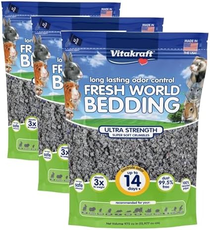 Vitakraft Fresh World Small Animal Bedding - Ultra Strength - Pet Bedding for Litter Boxes and Cages (16 L),Gray, 975 cu in