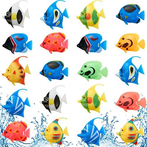 Weewooday 20 Pcs Artificial Moving Fishes Plastic, Random Fish