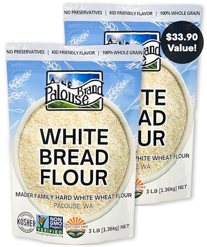 Palouse Brand Certified Glyphosate Residue Free Bread Flour | 3 LBS | Whole Grain | Stone Ground | Non-GMO | 100% Non-Irradiated | Kosher | USA Grown | Field Traced | Resealable Bag