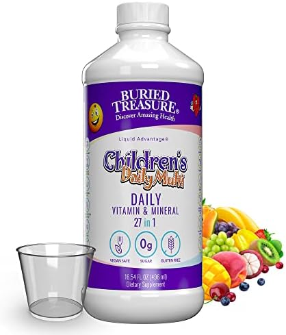 Buried Treasure Children's Daily Multi Liquid Multivitamin & Minerals Nutritional Dietary Vegan Supplement for Kids No Artificial Ingredients