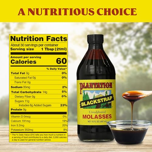 Plantation Blackstrap Molasses 31 oz – Unsulphured Blackstrap Molasses, Rich Natural Sweetener for Baking, BBQ, Baked Beans, Gingerbread & Beverages