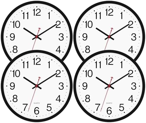 Foxtop 12 Inch Wall Clock Silent Battery Operated Analog Clock, Black