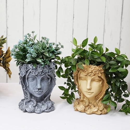 Head Planter Face Flower Pot Goddess Statue Planter Girl Portrait Container
