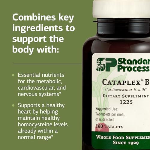 Standard Process Cataplex B - Nervous System & Heart Health Supplement - Contains B Vitamins for Energy Support - Supports Energy Metabolism - Non-Dairy & Non-Soy - 180 Tablets (90 Servings)