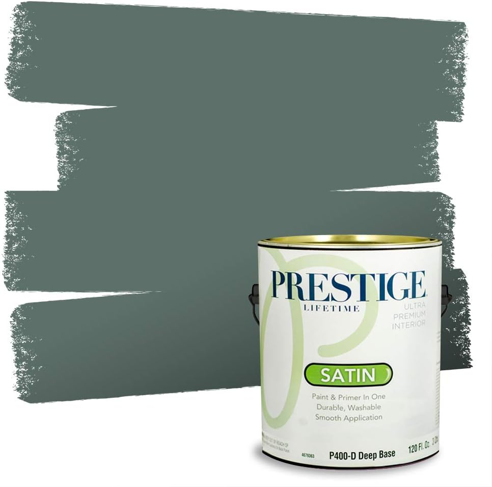 PRESTIGE Paints Exterior Paint and Primer In One, 1-Gallon, Satin, Comparable Match of Sherwin Williams* Tricorn Black*
