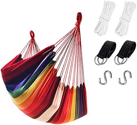 KPX Ourdoor Hanging Hammock Chair – Comfortable Tree Swing Chair Large Size 110X130cm（Without Pillows） - 330 Lbs Weight Capacity (Dark Gray)