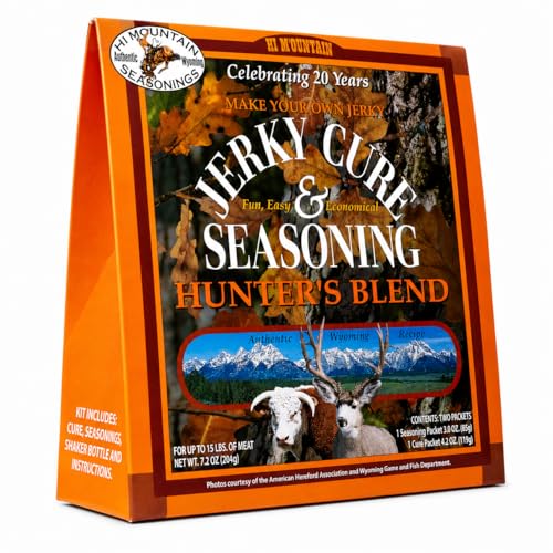 Hi Mountain HUNTERS BLEND Jerky Seasoning and Cure Kit | Beef & Venison | Savory hunter-style flavor, perfect jerky seasoning for deer, elk