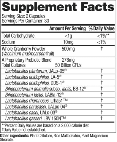 up4 Probiotic for Women, Vaginal, Digestive & Immune Support* 50B CFU 60 ct | Quad-Action Formula, Lactobacillus Strains, Whole Cranberry Powder