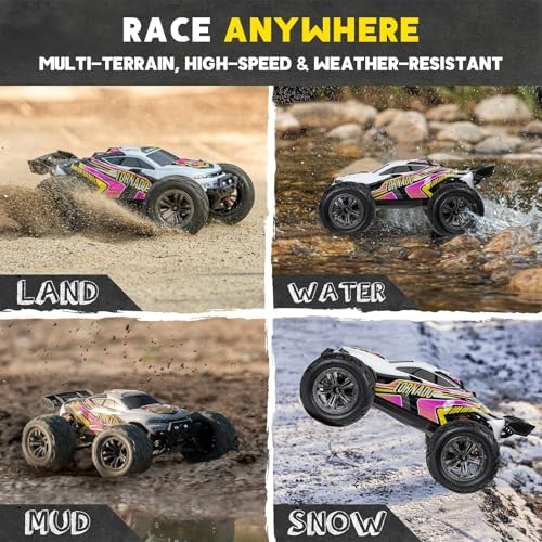 4x4 RC Cars for Adults 48kmh High-Speed - 1:12 Scale Large Waterproof Remote Control Truck, Offroad Electric Monster Car, 2 Batteries 30+ Min Play