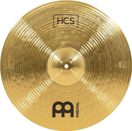 Meinl 18" Crash/Ride Cymbal - HCS Traditional Finish Brass for Drum Set, Made in Germany, 2-YEAR WARRANTY (HCS18CR) | Durable Brass Alloy
