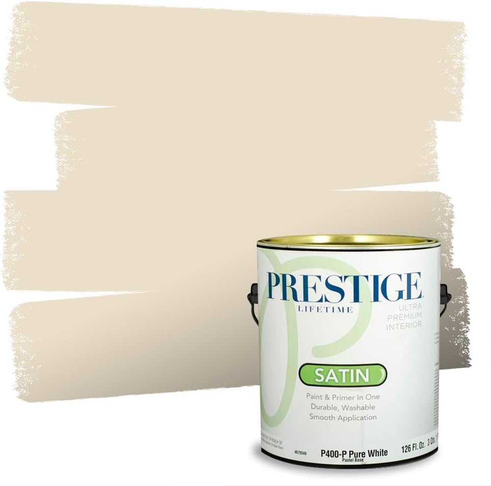 PRESTIGE Paints Exterior Paint and Primer In One, 1-Gallon, Satin, Comparable Match of Sherwin Williams* Relaxed Khaki*