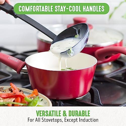 GreenLife 16 Piece Nonstick Cookware Set, Soft Grip Non-Toxic PFAS-Free Ceramic Pots & Pans, Dishwasher & Oven Safe, Frying, Sauce, Saute, Utensils
