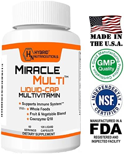 MiracleMulti Liquid Multivitamin Capsules for Men & Women - Complete Whole Food Blend Daily Vitamin & Mineral Supplement with CoQ10, B12