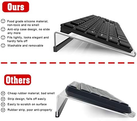 KOTEMON Acrylic Tilted Computer Keyboard Stand for Ergonomic Typing, Keyboard Tray Holder with Silicone Non-Slip Case, Black