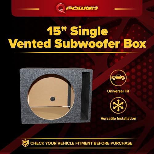 QPower 15 Inch Single Vented Subwoofer Enclosure Box for Car Audio System