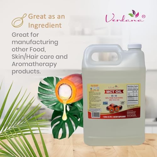 Verdana Food Grade MCT Oil – 1 Gallon (128 Fl Oz) – Premium C8/C10 Triglycerides – Keto & Paleo Friendly – Non-GMO