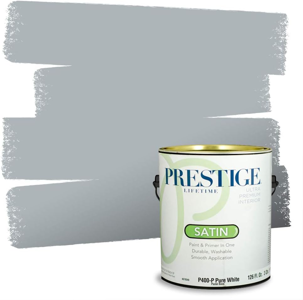 PRESTIGE Paints Exterior Paint and Primer In One, 1-Gallon, Satin, Comparable Match of Sherwin Williams* Tricorn Black*