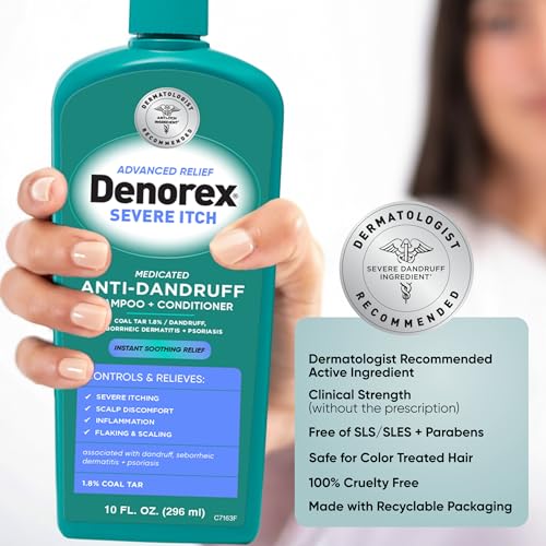 Denorex Advanced Relief Severe Itch Anti-Dandruff Shampoo & Conditioner | 1.8% Coal Tar | Soothes Scalp Irritation Caused by Dandruff