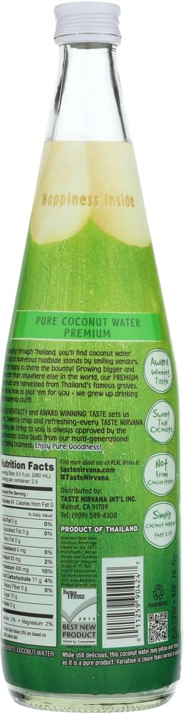 Taste Nirvana Coconut Water, 23.6 Ounce Bottles, 6 Count