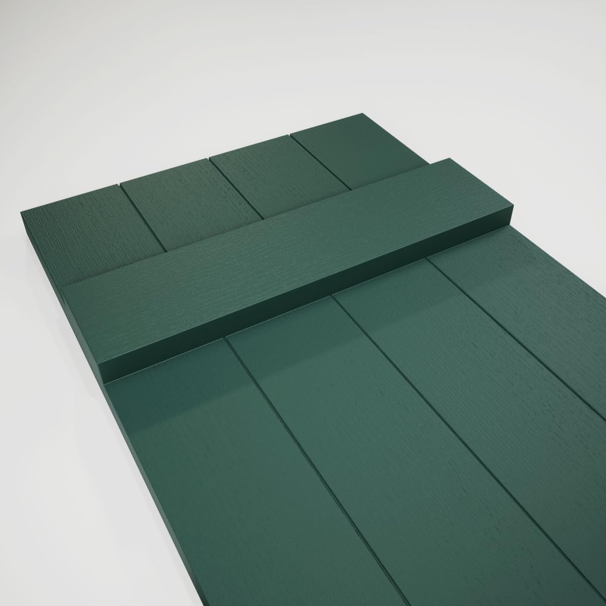 14"W x 59"H Lifetime Vinyl, Standard Four Board Joined, Board-n-Batten Shutters, w/Installation Shutter-Lok's & Matching Screws (Per Pair), Forest Green
