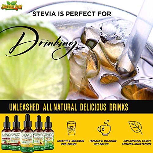 Stevia Intl (Pack of 5) Refreshers Bundle with 5 Flavors. Stevia Liquid Drops. Naturally Sweet, Non-Bitter, No Sugar Added, 0 Carb, 0 Calorie, Non-GMO