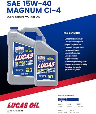 Lucas Oil 10076 SAE 15W-40 API CI-4 Magnum Heavy Duty Motor Oil - 1 Gallon (Pack of 4)